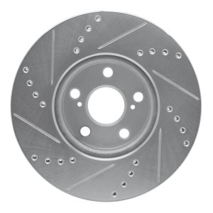Pontiac Vibe Brake Rotor (1) - Front Right - R1 Concepts - Drilled & Slotted - Silver - `08-`19